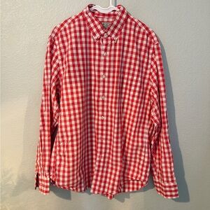 J. Crew Red and White Checkered Men's Shirt